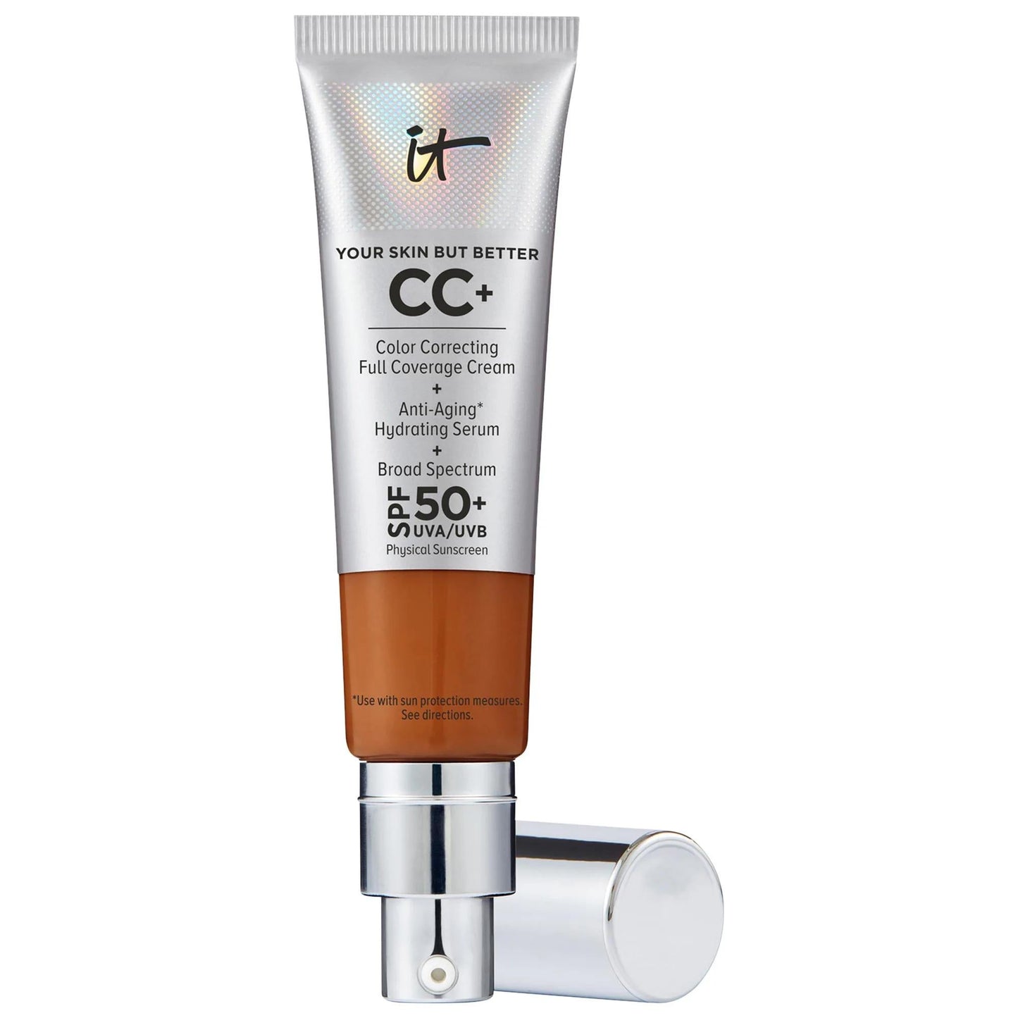 IT Cosmetics CC+ Cream Foundation tube with orange cap and silver iridescent packaging on Tampa Home & Garden Store