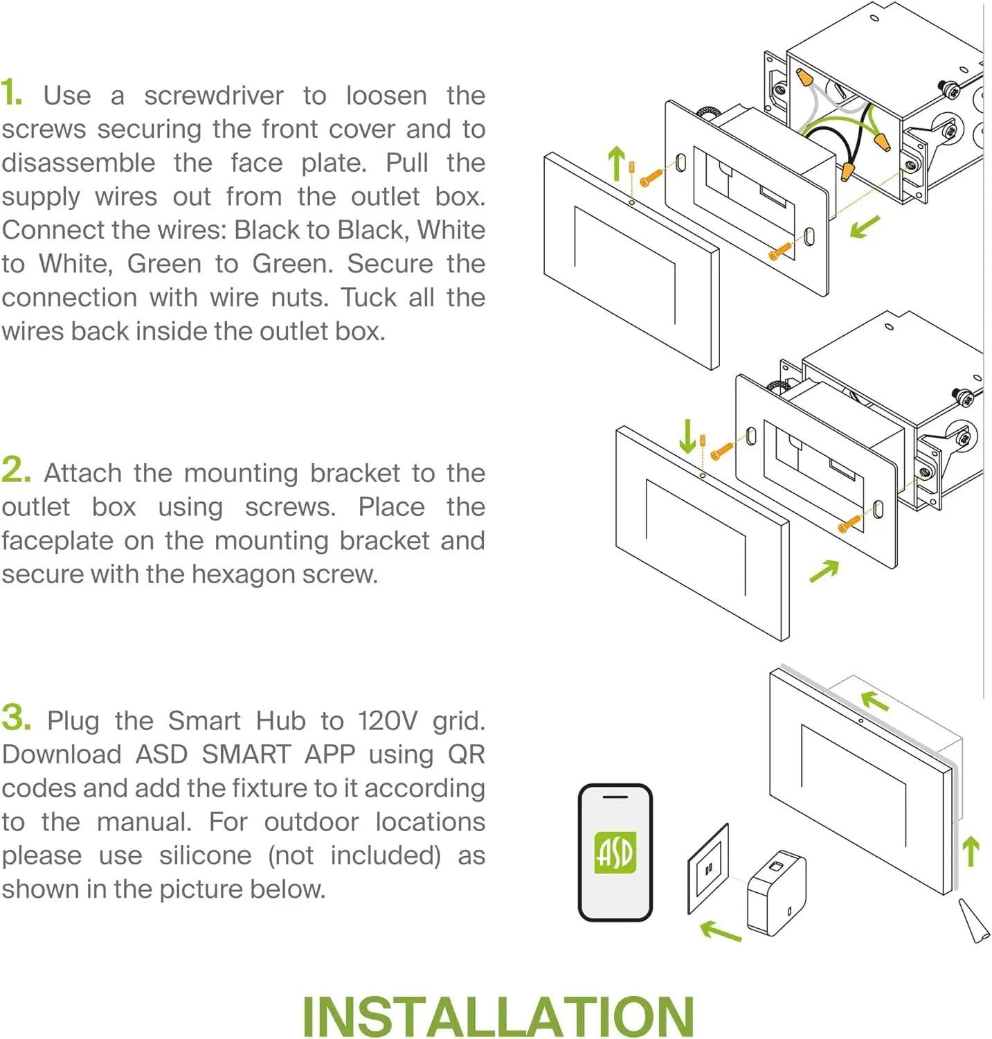 STRA07 6 Pack 3W RGBCW LED Stairs Light step light installation diagram by Kings Outdoor Lighting on Tampa Home & Garden Store