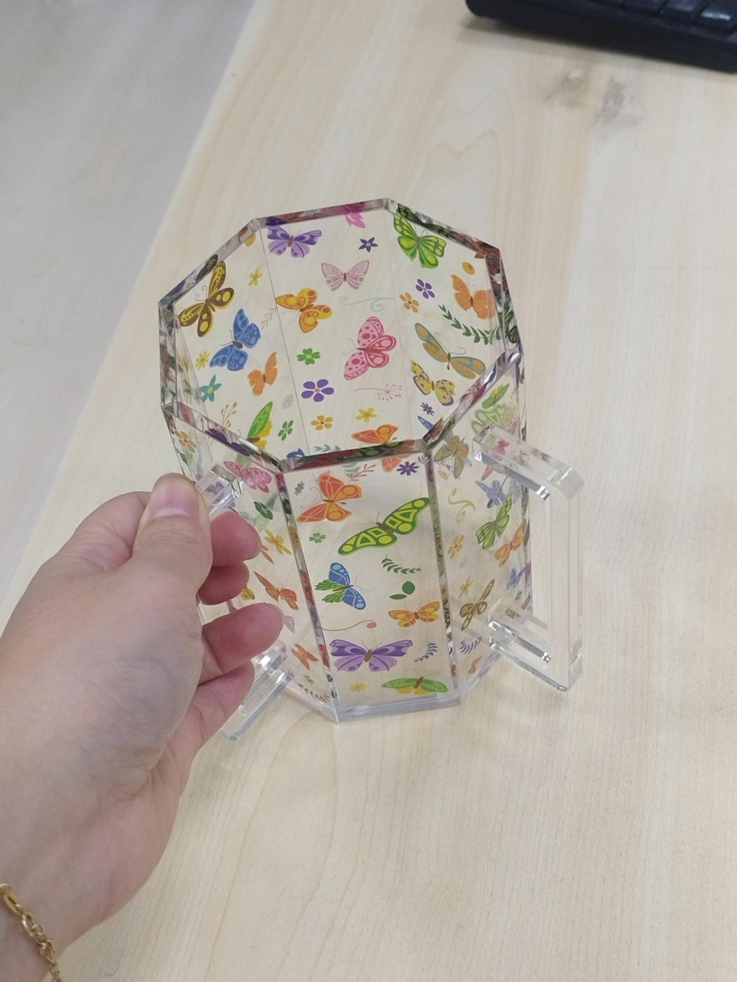 Butterfly Acrylic Washing Cup with Dual Handles