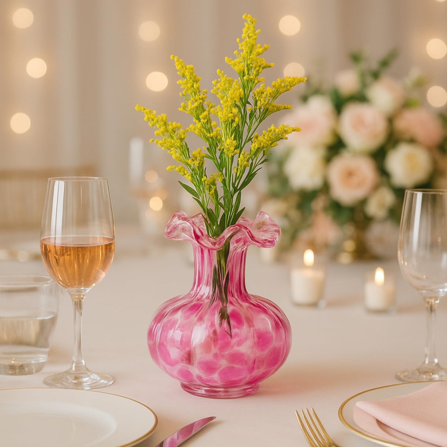 Soft Pink Glass Flower Vase and Spring Decor