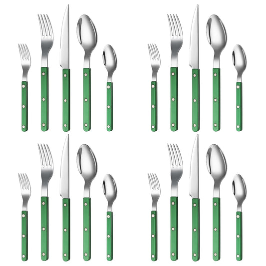 Green Stainless Steel Flatware Set of 20 Pieces