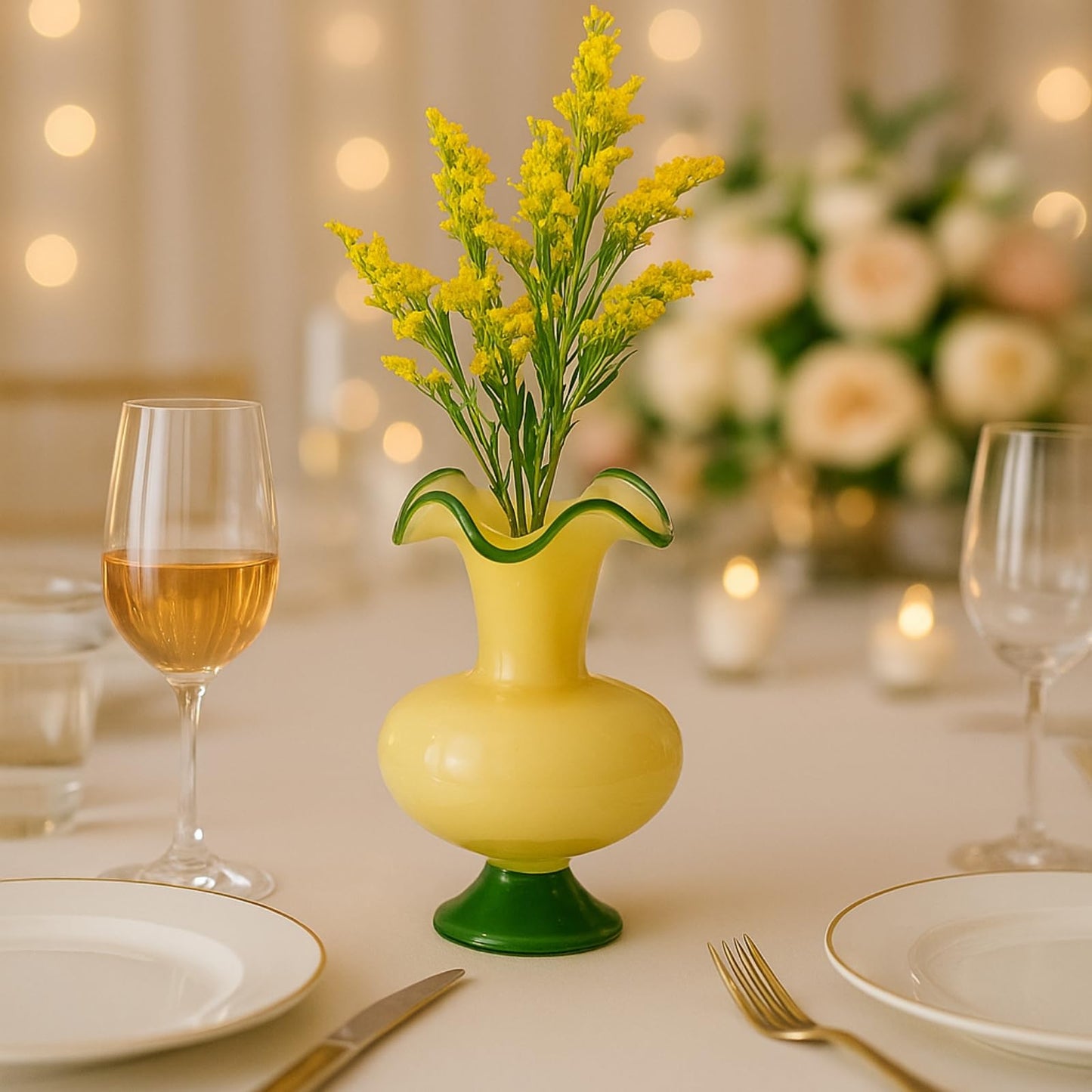 Hand Blown Glass Flower Vase And Vintage Decor