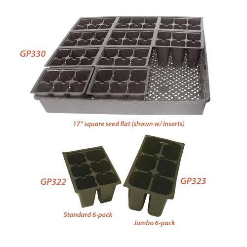 Grow Organic 72-cell seed tray with 17-inch square seed flat and standard/jumbo 6-pack inserts on Tampa Home & Garden Store