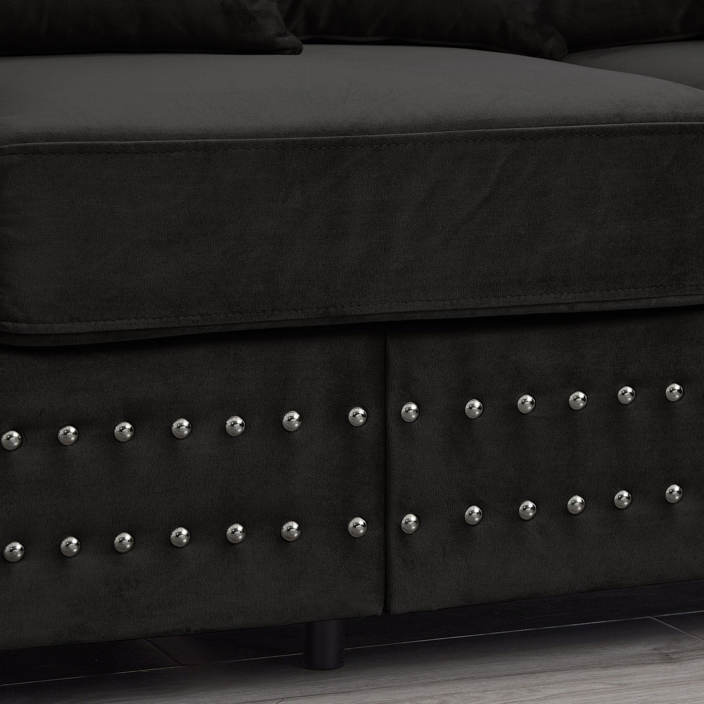 Modern Velvet and Wooden Living Room Sofa Set
