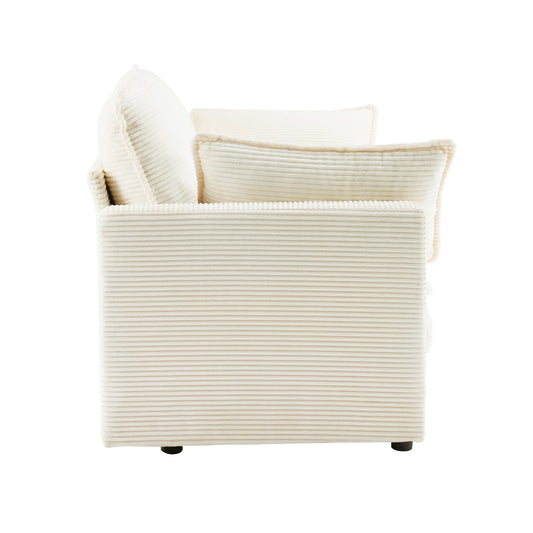 69in Plush Cloud Loveseat modular 2-seat sofa in cream corduroy fabric on Tampa Home & Garden Store