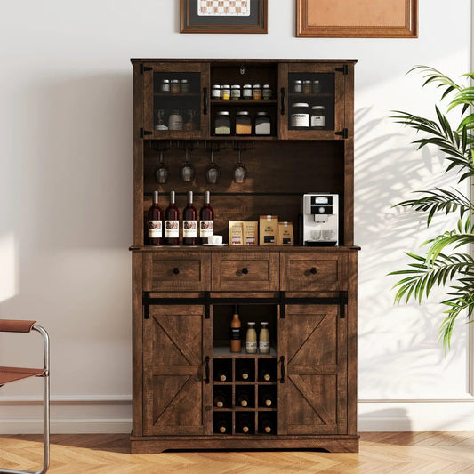 72 Inch Coffee Bar Cabinet With Drawers and Doors