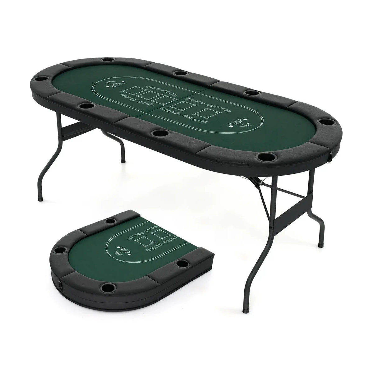Poker table 72 inch for 8 players with green felt and black padded rails DirectDeals on Tampa Home & Garden Store