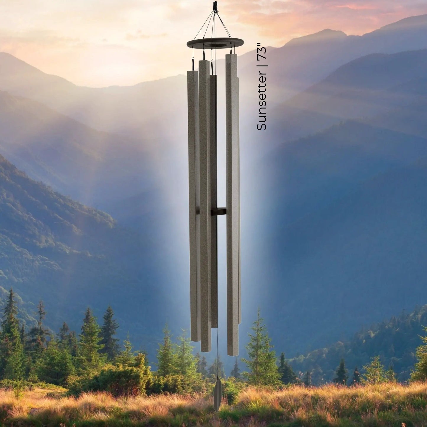 Musical Zenith Wind Chimes Ascend 5 gray metal tubes with round top by Perfect Pitch Chimes on Tampa Home & Garden Store