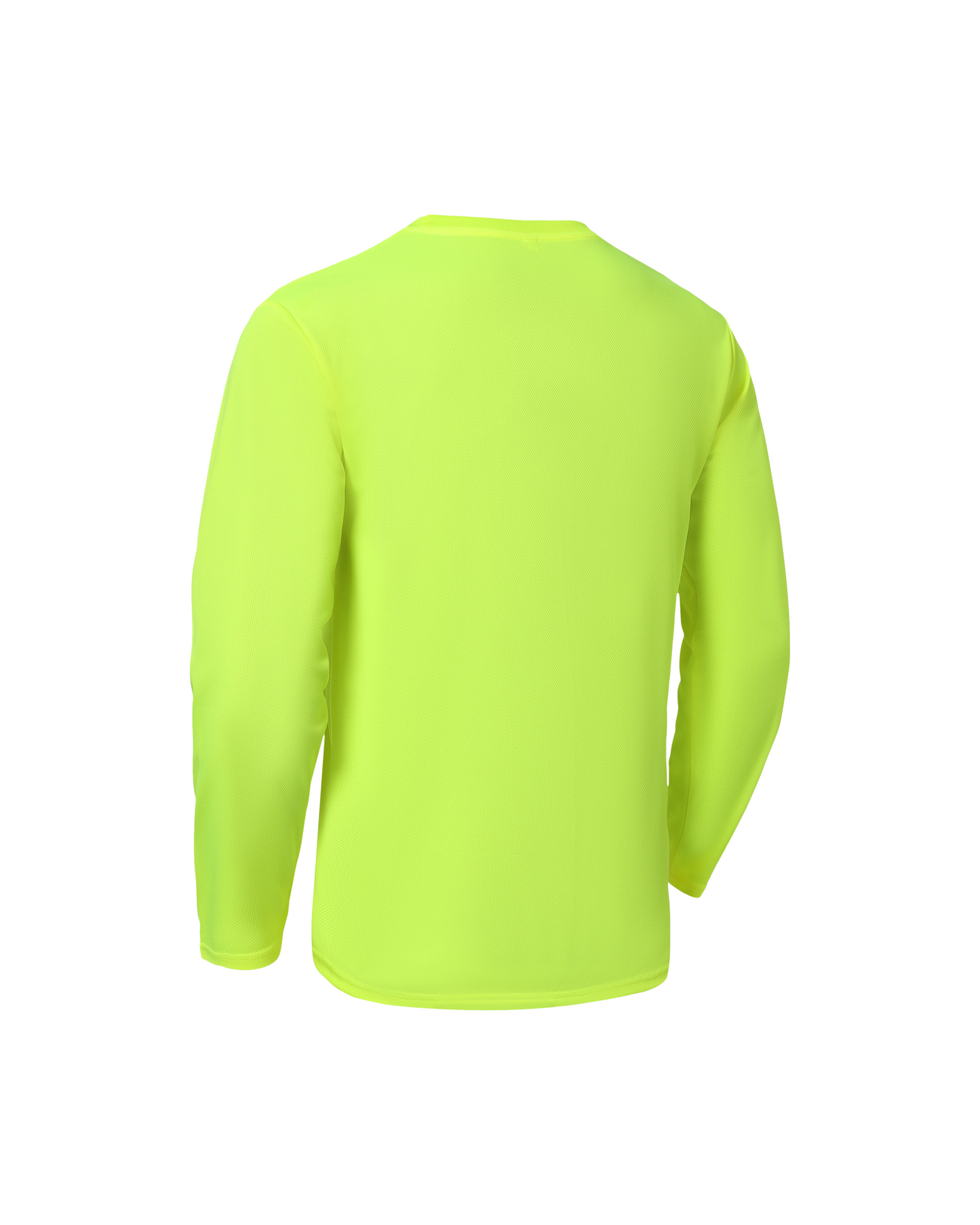 Kiwi high-visibility neon long sleeve shirt back view in bright lime green knit fabric on Tampa Home & Garden Store