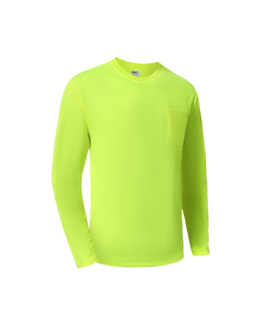Kiwi high-visibility neon long-sleeve shirt with chest pocket in lime color on Tampa Home & Garden Store