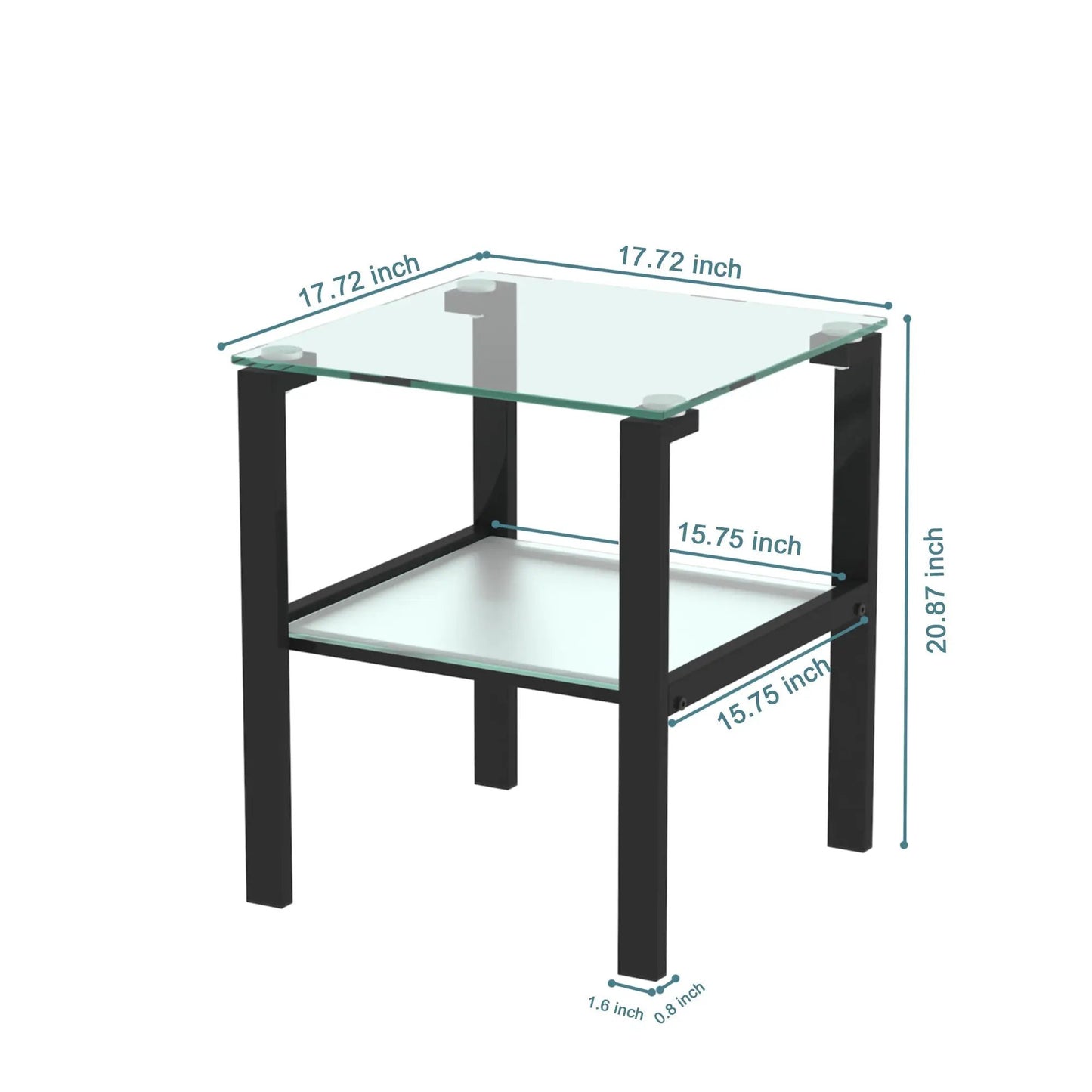 Glass Two Layer Tea Table Round Black Side Table