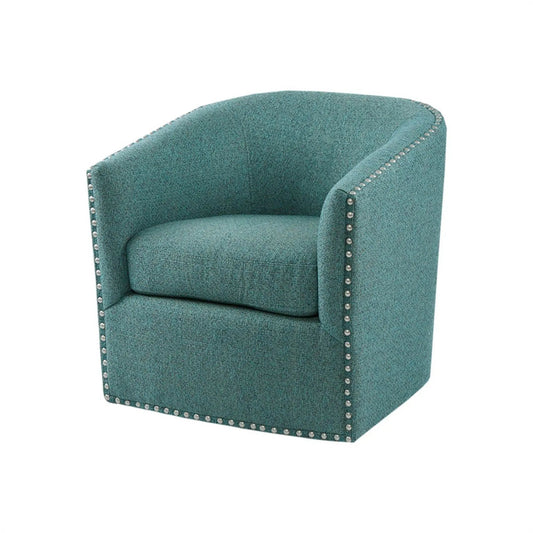 360 Degree Rotation Swivel Chair teal upholstery nailhead trim Unique Piece Furniture on Tampa Home & Garden Store