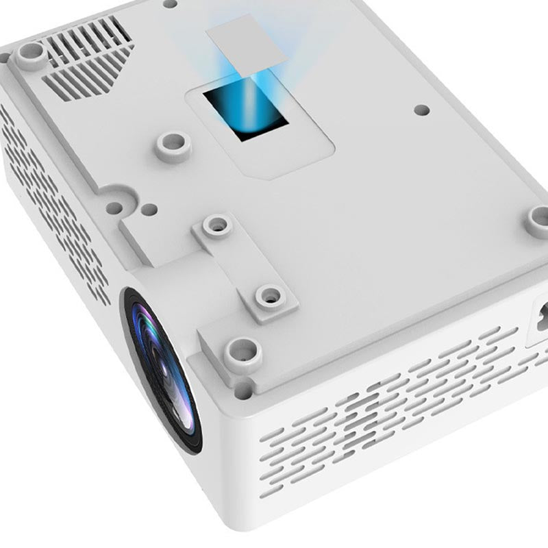 Home Mini Portable Projector with Screen, white body and vented sides on Tampa Home & Garden Store
