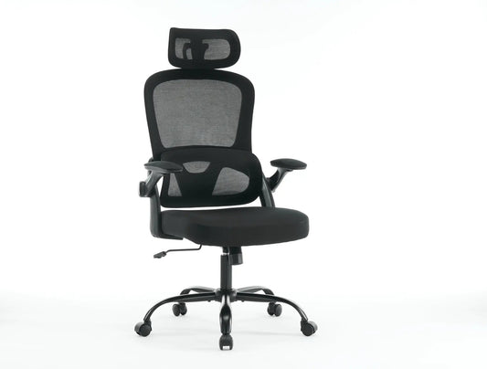 High back mesh office chair with headrest and 3D armrests, black VIP Digital Presence chair on Tampa Home & Garden Store