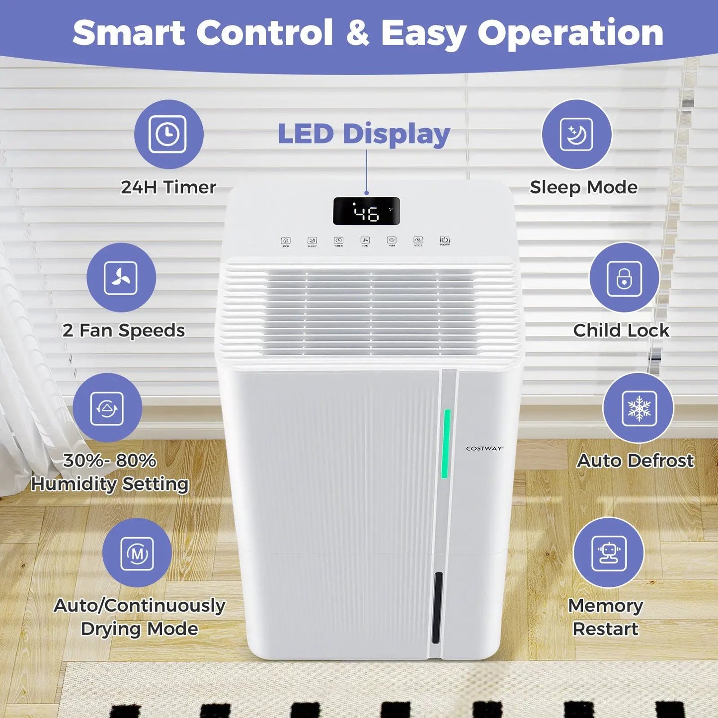 DirectDeals 74/96 Pint Dehumidifier white unit with LED display for up to 5500 ft on Tampa Home & Garden Store