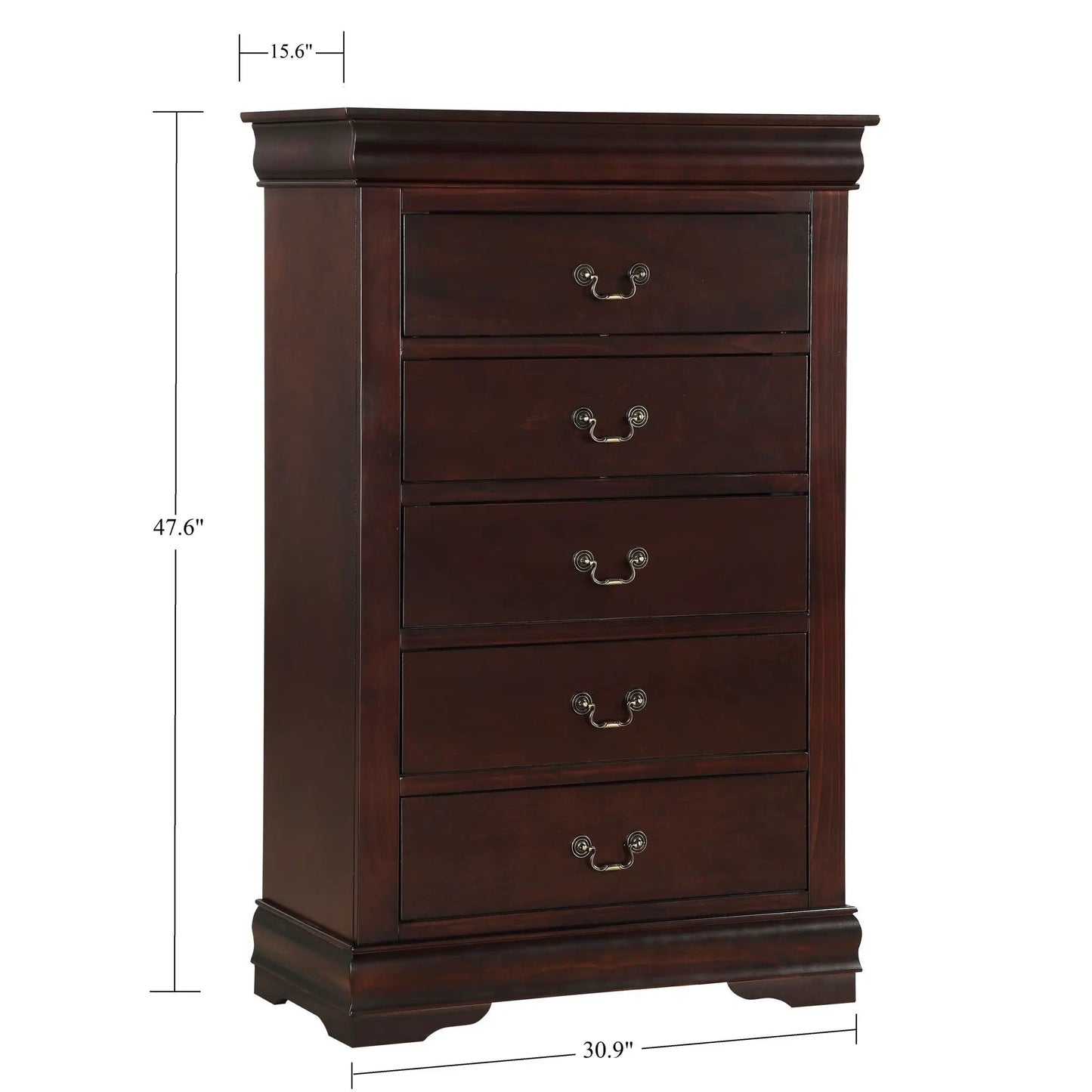Louis Philip Cherry Chest 5-drawer solid wood accent chest cherry finish Unique Piece on Tampa Home & Garden Store