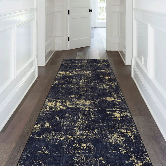 Maval - Navy washable runner rug with beige flecks by Unique Piece Furniture hallway runner on Tampa Home & Garden Store