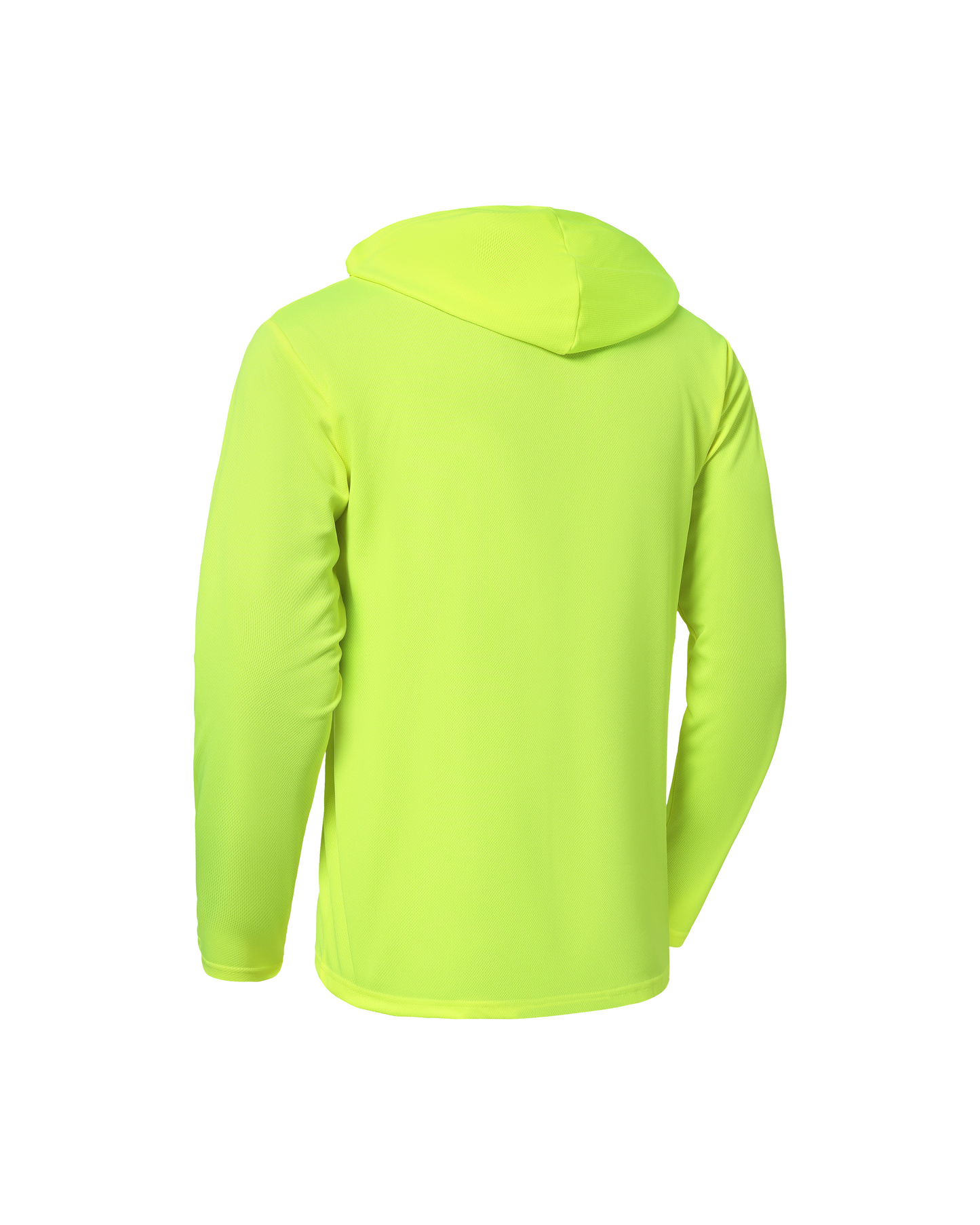 Kiwi high-visibility neon long-sleeve hoodie back view in bright lime color on Tampa Home & Garden Store