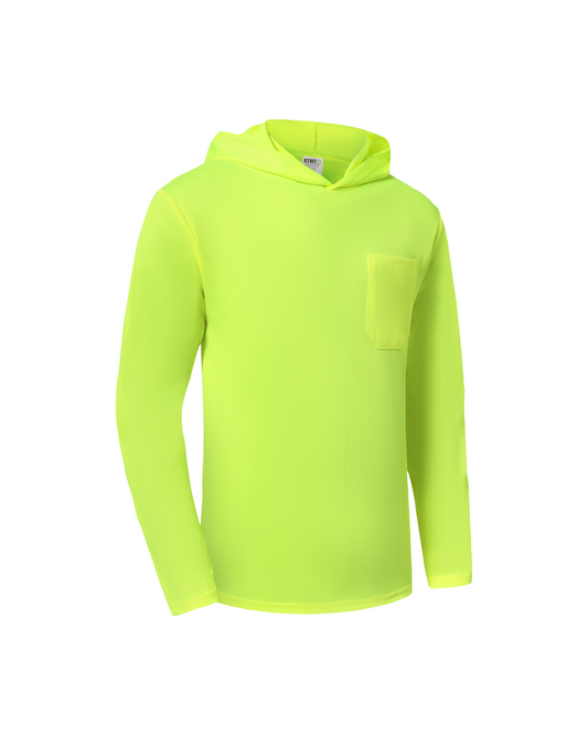 Kiwi High Visibility Neon Long Sleeve Hoodie neon lime lightweight hooded with front pocket on Tampa Home & Garden Store