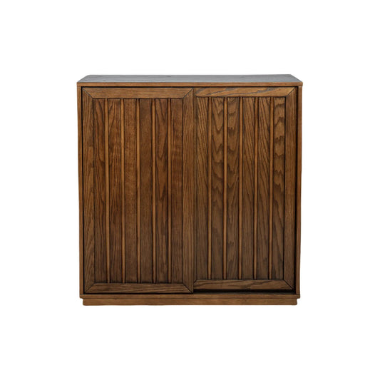 Medieval side panel cabinet with 2 sliding doors in warm brown wood on Tampa Home & Garden Store