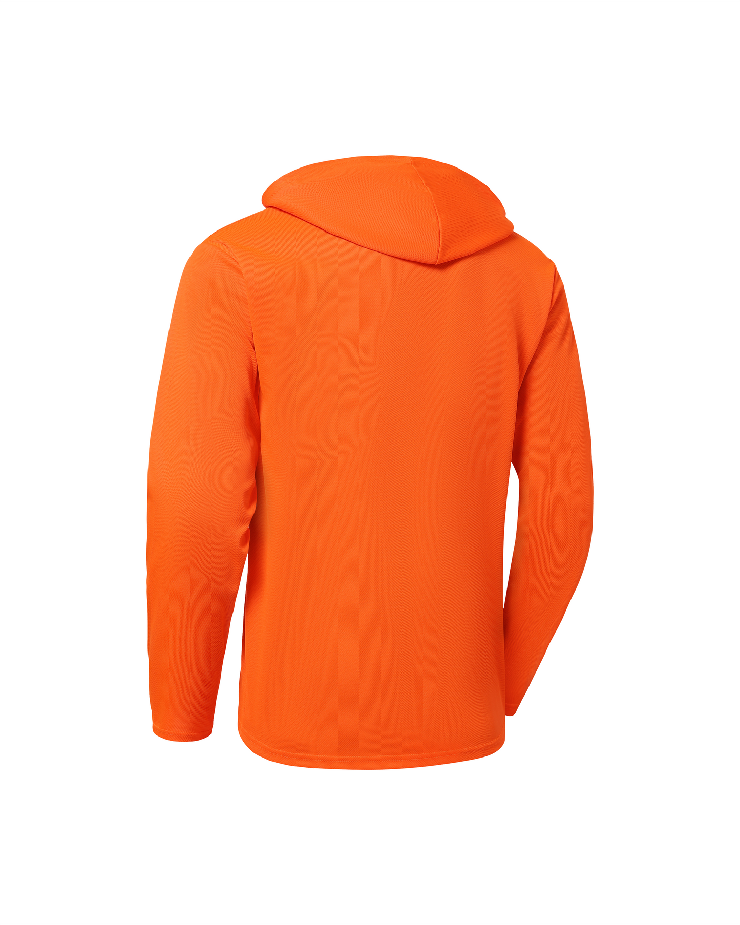 Kiwi High Visibility Orange Long Sleeve Hoodie back view on Tampa Home & Garden Store