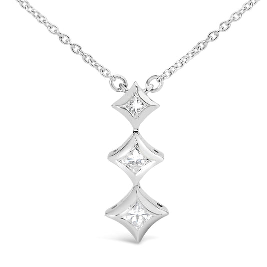 10K white gold 3-stone princess-cut diamond drop necklace, 18in chain, Bids.com on Tampa Home & Garden Store