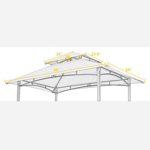 Double Tiered Canopy for 8x5ft Grill Gazebo Tent