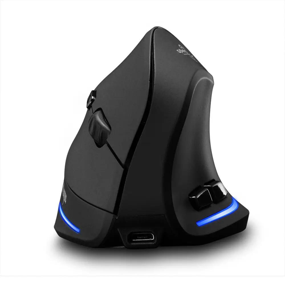 Zelotes F35A vertical ergonomic wireless mouse with blue LED accents and USB-C port on Tampa Home & Garden Store