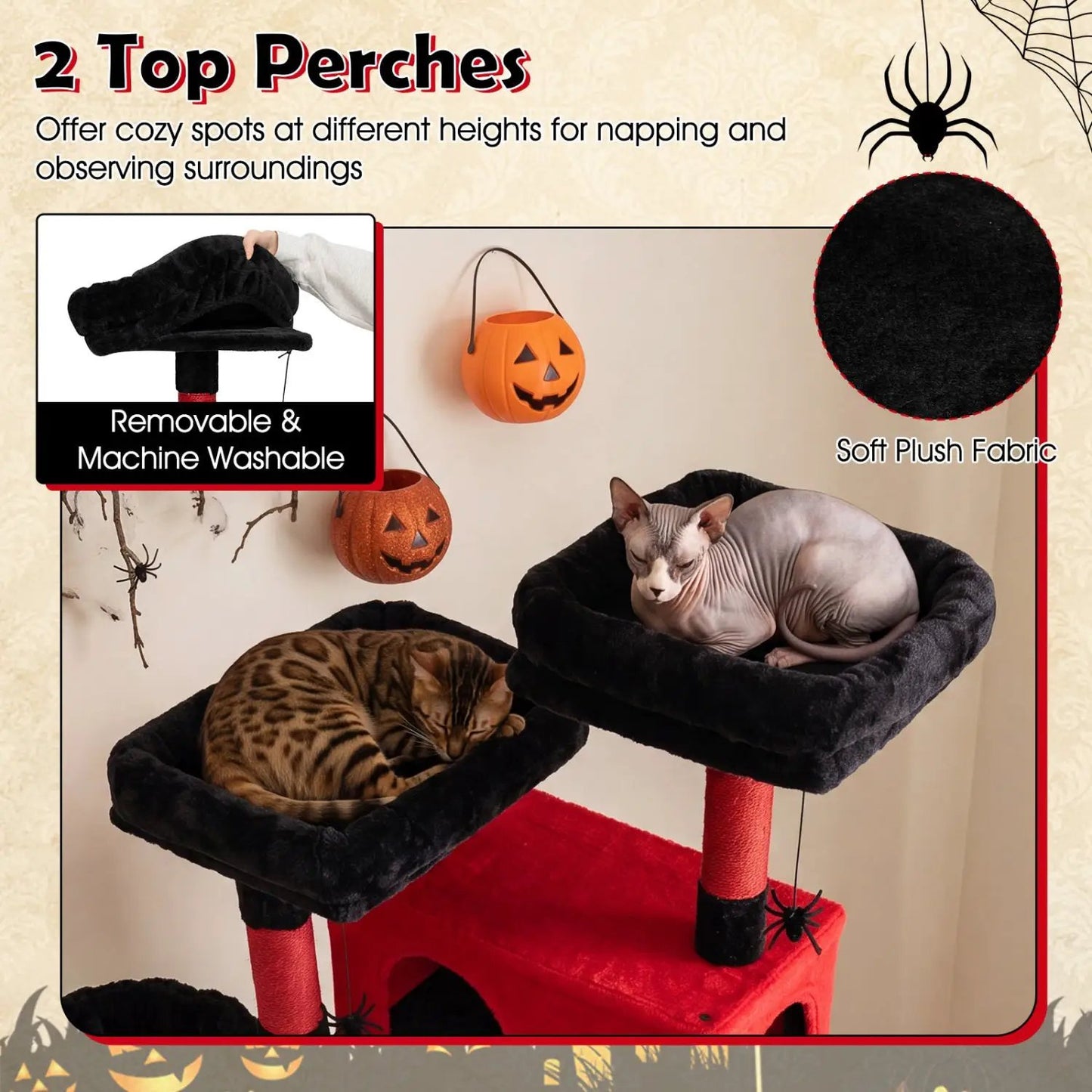 Gothic Cat Tree 75 Inch with Dual Perches