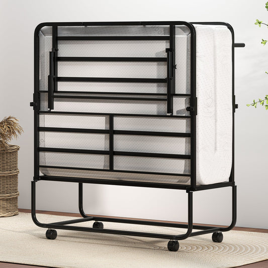 75 x 38 Inch Folding Bed with Mattress Twin Size Rolling Guest Bed - Tampa Home & Garden Store