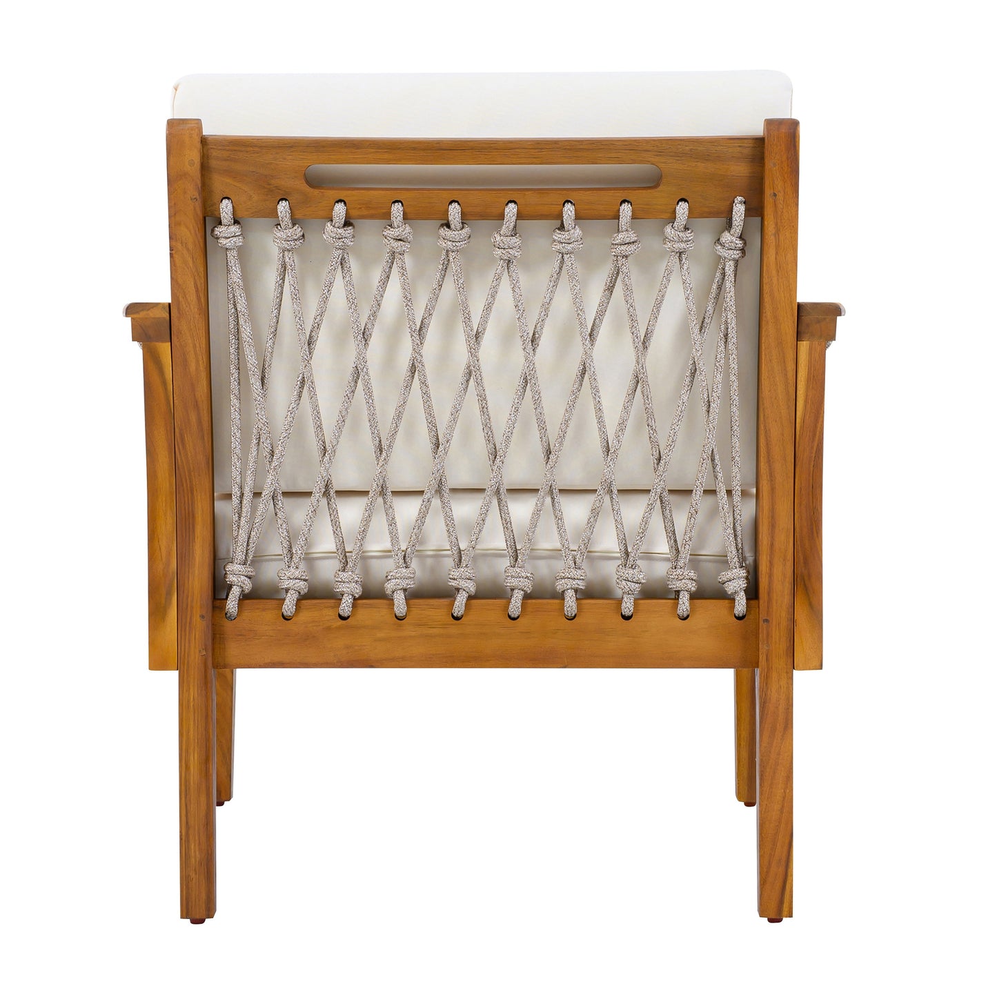 Outdoor Acacia Wood Club Chair With Rope Set of 2