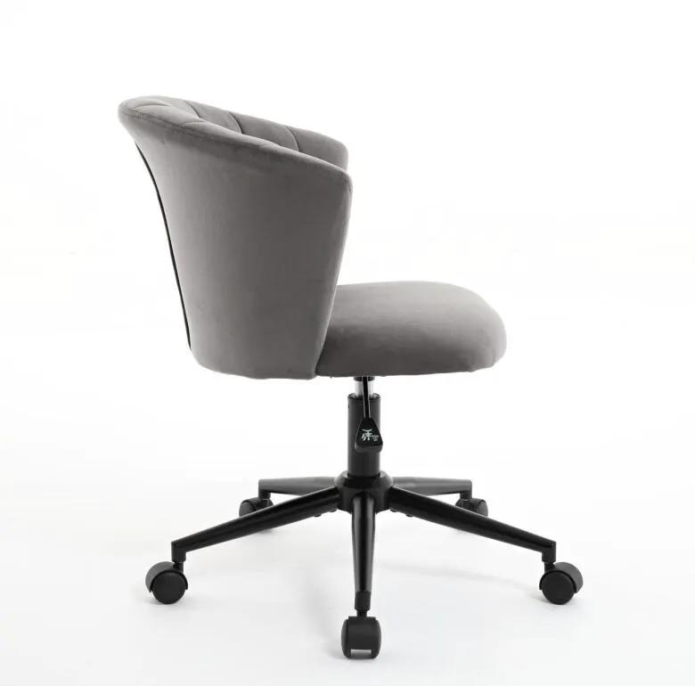 Gray velvet swivel flower chair for home office with tufted back and five-star base and casters on Tampa Home & Garden Store