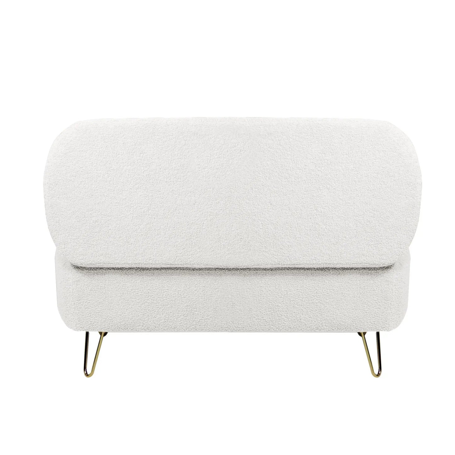 Ivory white storage ottoman bench with gold legs, textured fabric on Tampa Home & Garden Store