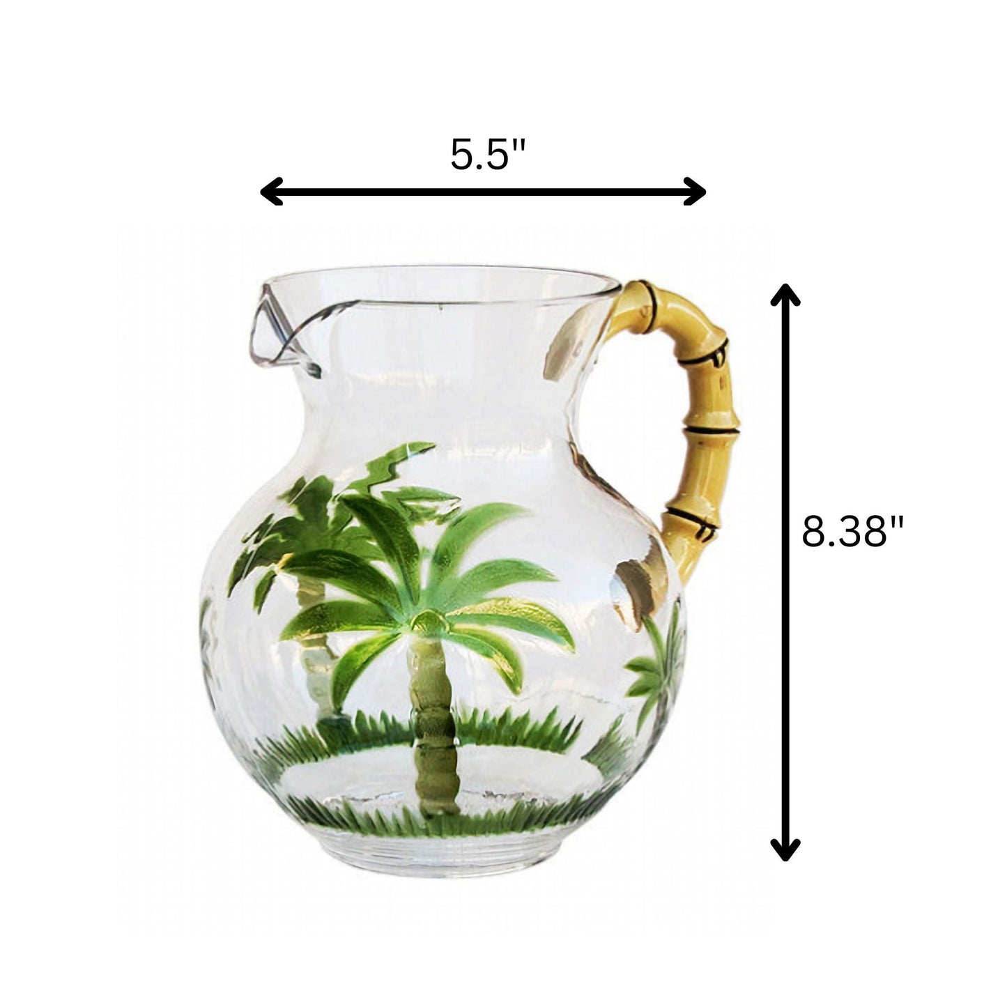 Palm Tree Water Pitcher With Bpa Free Lid and Cap