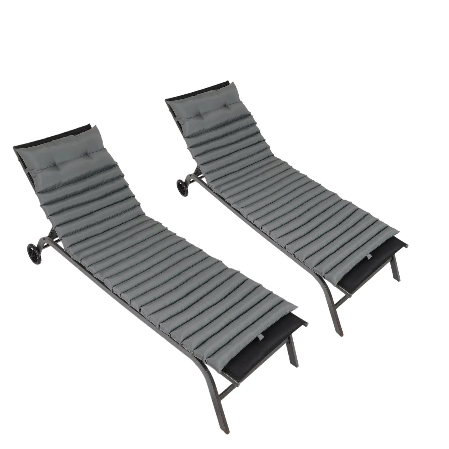 Grey Outdoor Lounge Chair Cushions 2 Piece Set