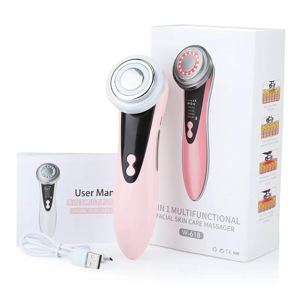Pink HailiCare 5-in-1 facial massager with circular head, USB rechargeable, boxed on Tampa Home & Garden Store