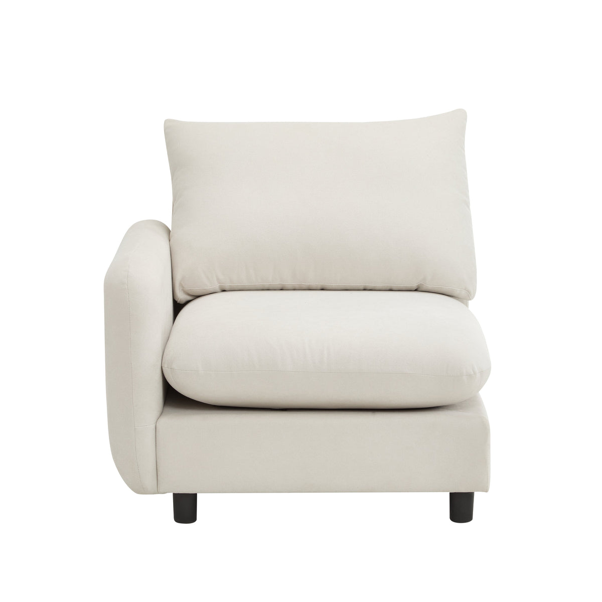 Modern 3 Piece Sectional Sofa in ivory fabric with black legs on Tampa Home & Garden Store