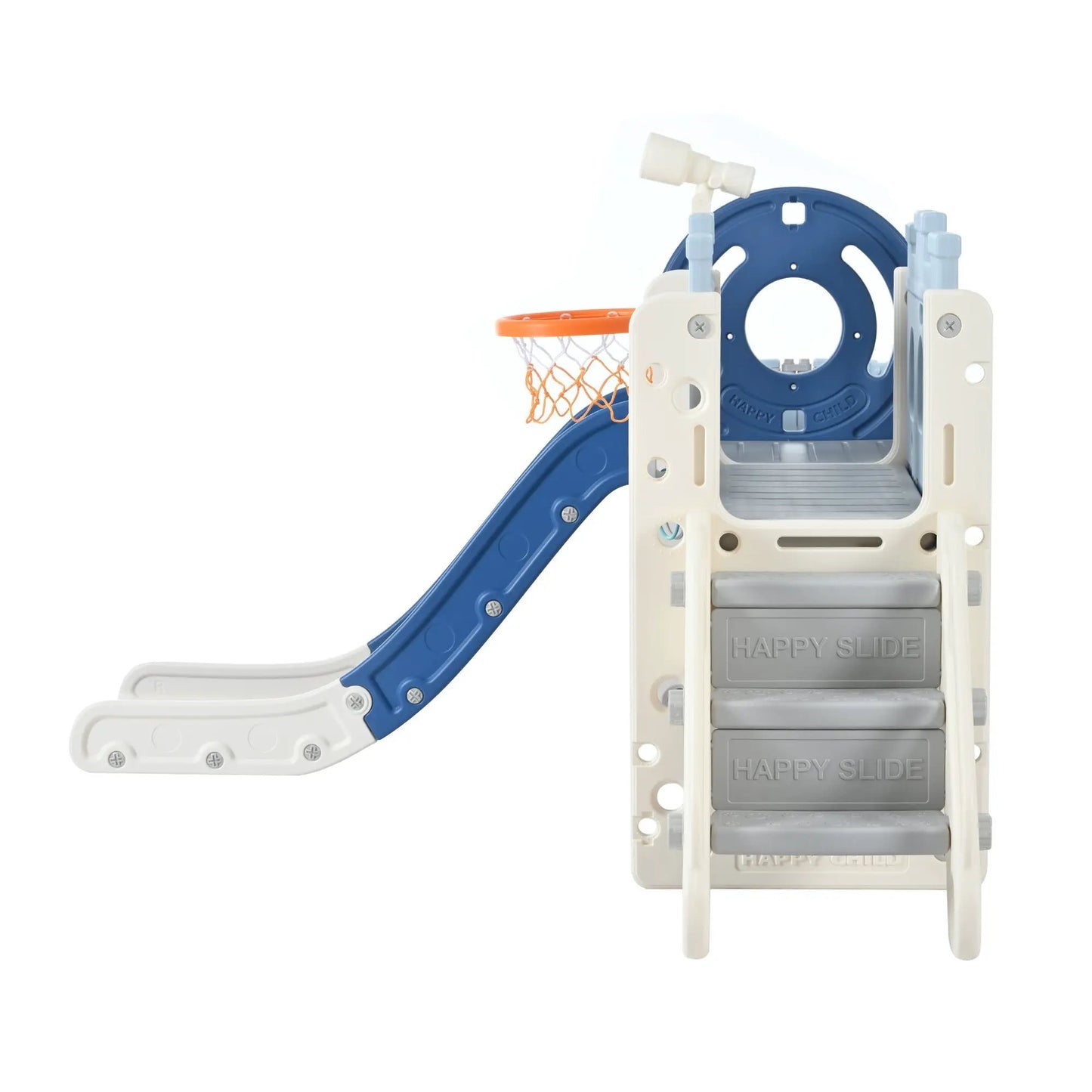 Tobogán infantil 10 en 1, tobogán para niños pequeños de 1 año en adelante, tobogán temático de barco pirata con aro de baloncesto y cabeza de barco para interiores y exteriores