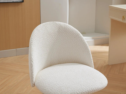 White Boucle office chair with mid back in soft textured fabric on Tampa Home & Garden Store