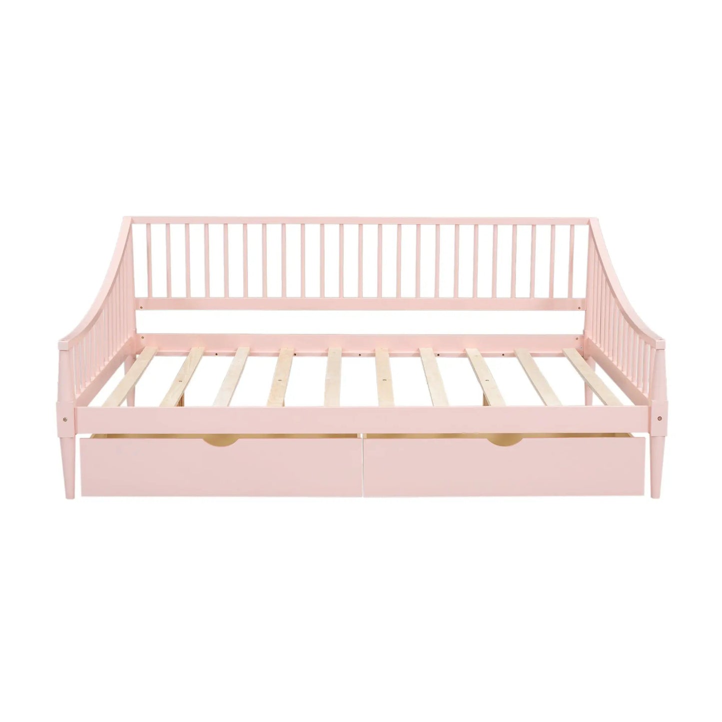 Full size pink daybed with two storage drawers and slatted wooden base on Tampa Home & Garden Store