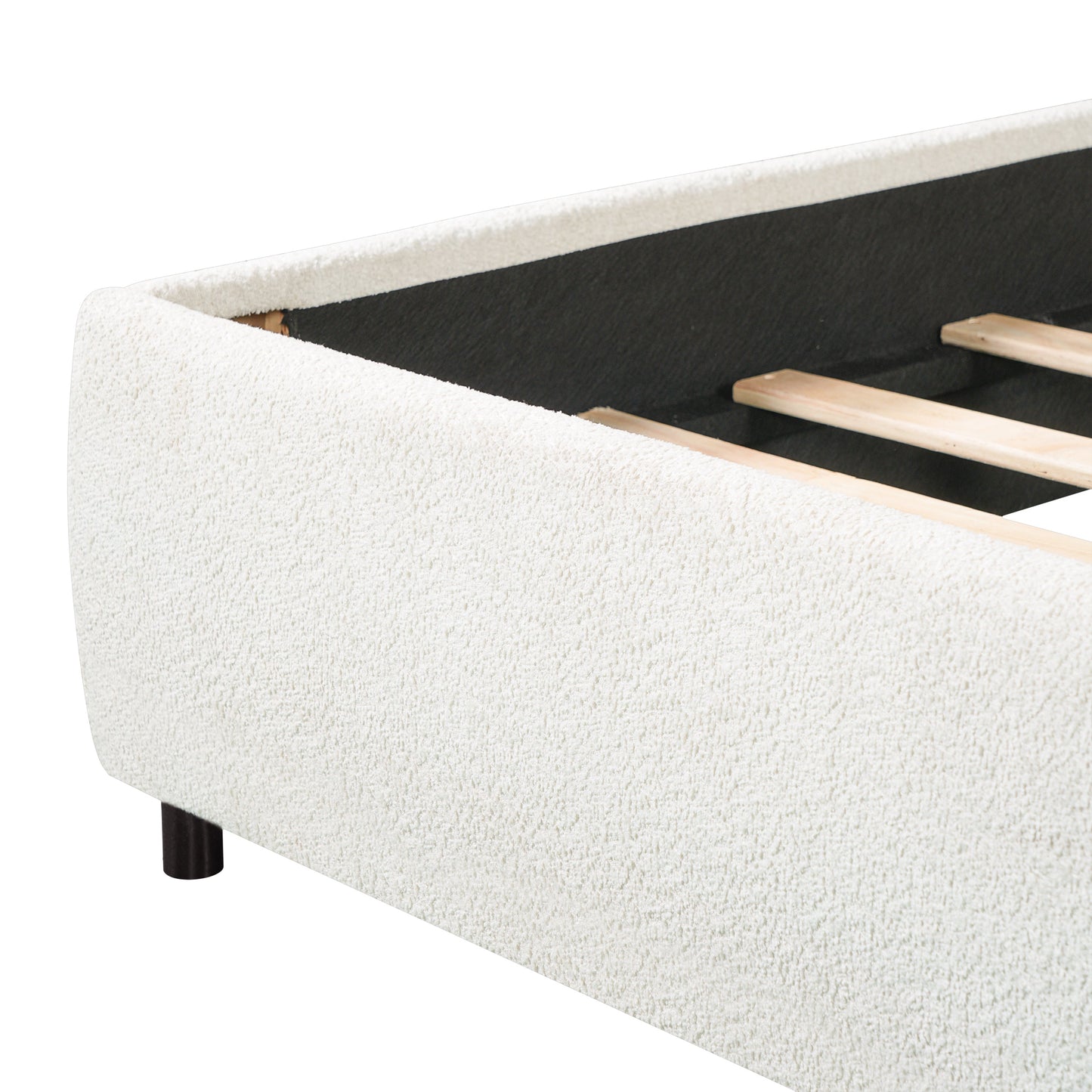 King Size Upholstered Bed with Boucle Headboard