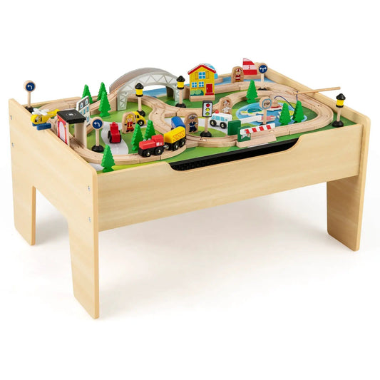 DirectDeals 78-Piece wooden activity railway playset with trains, trees and buildings on Tampa Home & Garden Store