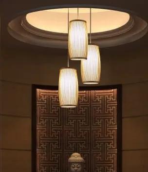 Bamboo Plait Hall Lamp E27 pendant set of three for staircase in natural beige bamboo on Tampa Home & Garden Store