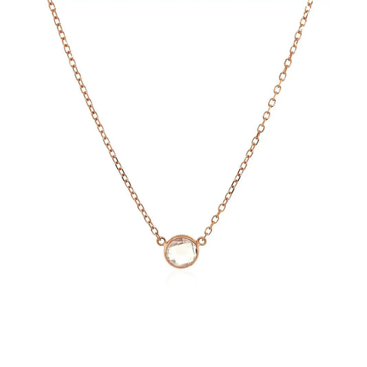 14K rose gold necklace by Bids with white topaz pendant, 17 inch cable chain on Tampa Home & Garden Store