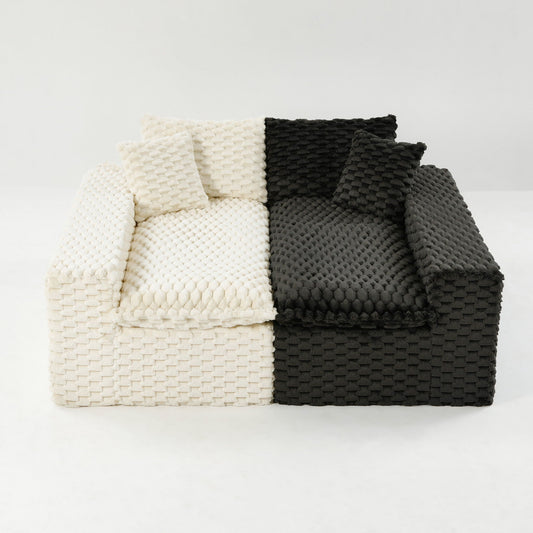 Luxury multifunctional sofa cushion set white and black knitted texture 4-piece on Tampa Home & Garden Store