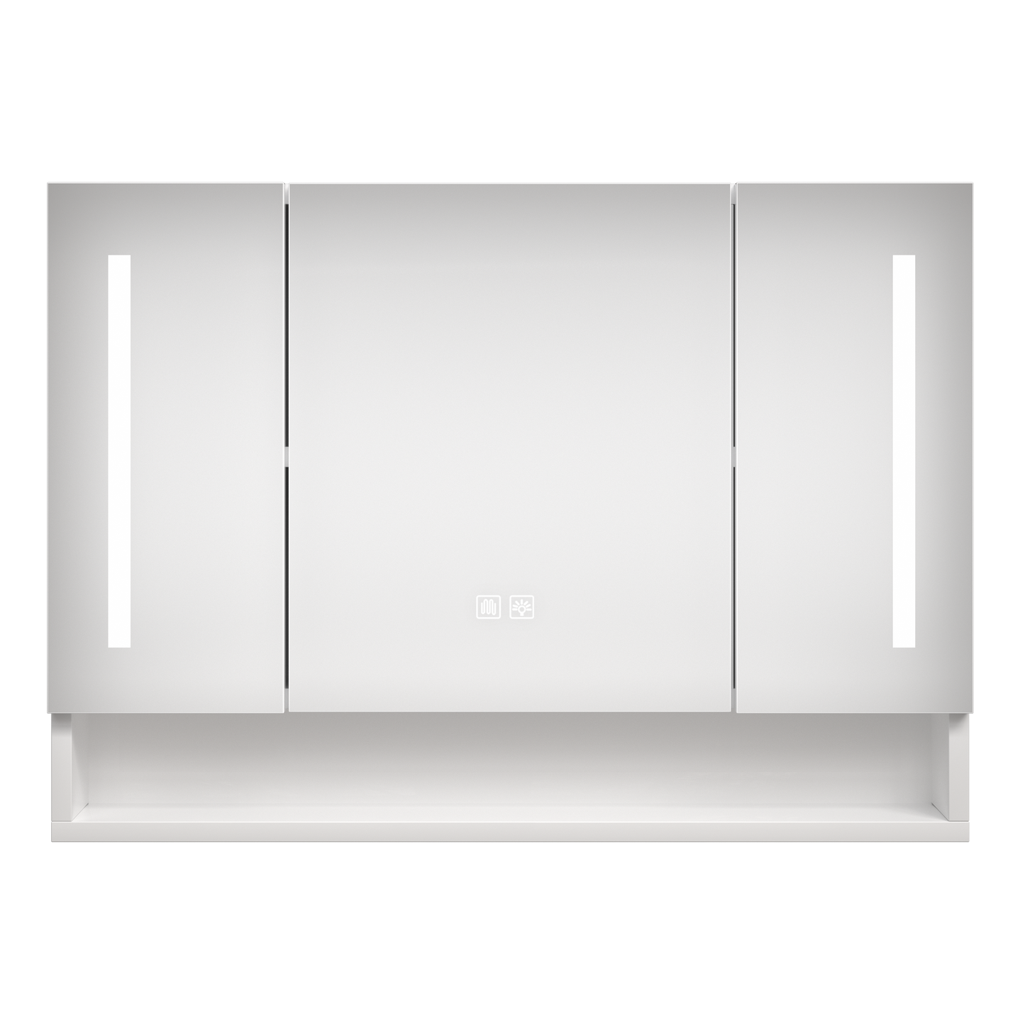 Modern 39x28 inch wall-mounted LED mirror cabinet with three silver panels, medicine cabinet on Tampa Home & Garden Store