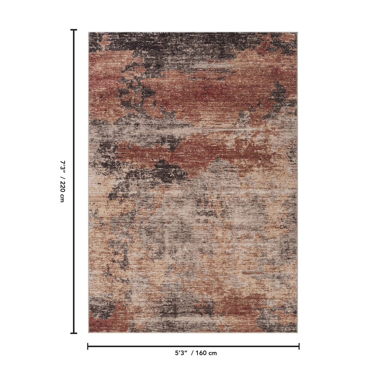 Jewel And Soft Abstract Pattern Polyester Rug by HouseOfZazla in rust charcoal 5 ft 3 in by 7 ft 3 in on Tampa Home & Garden Store