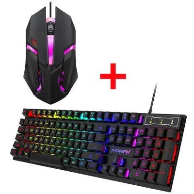 Wired 2-piece keyboard and luminous RGB gaming mouse bundle, black FLIPSTYLEZLLC on Tampa Home & Garden Store