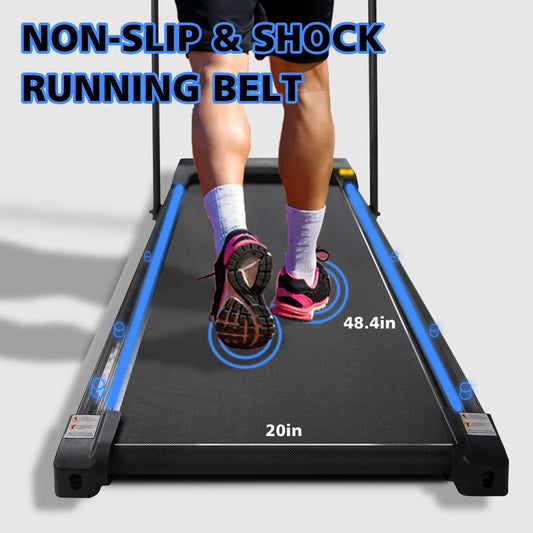 Walking Pad under-desk treadmill 2in1 folding black with blue LEDs on Tampa Home & Garden Store