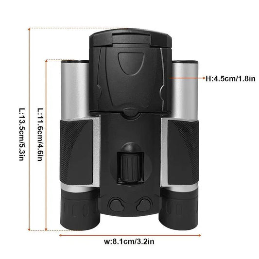 HD Video Camera Binoculars with Starlight Vision, black and silver body and central focus knob on Tampa Home & Garden Store
